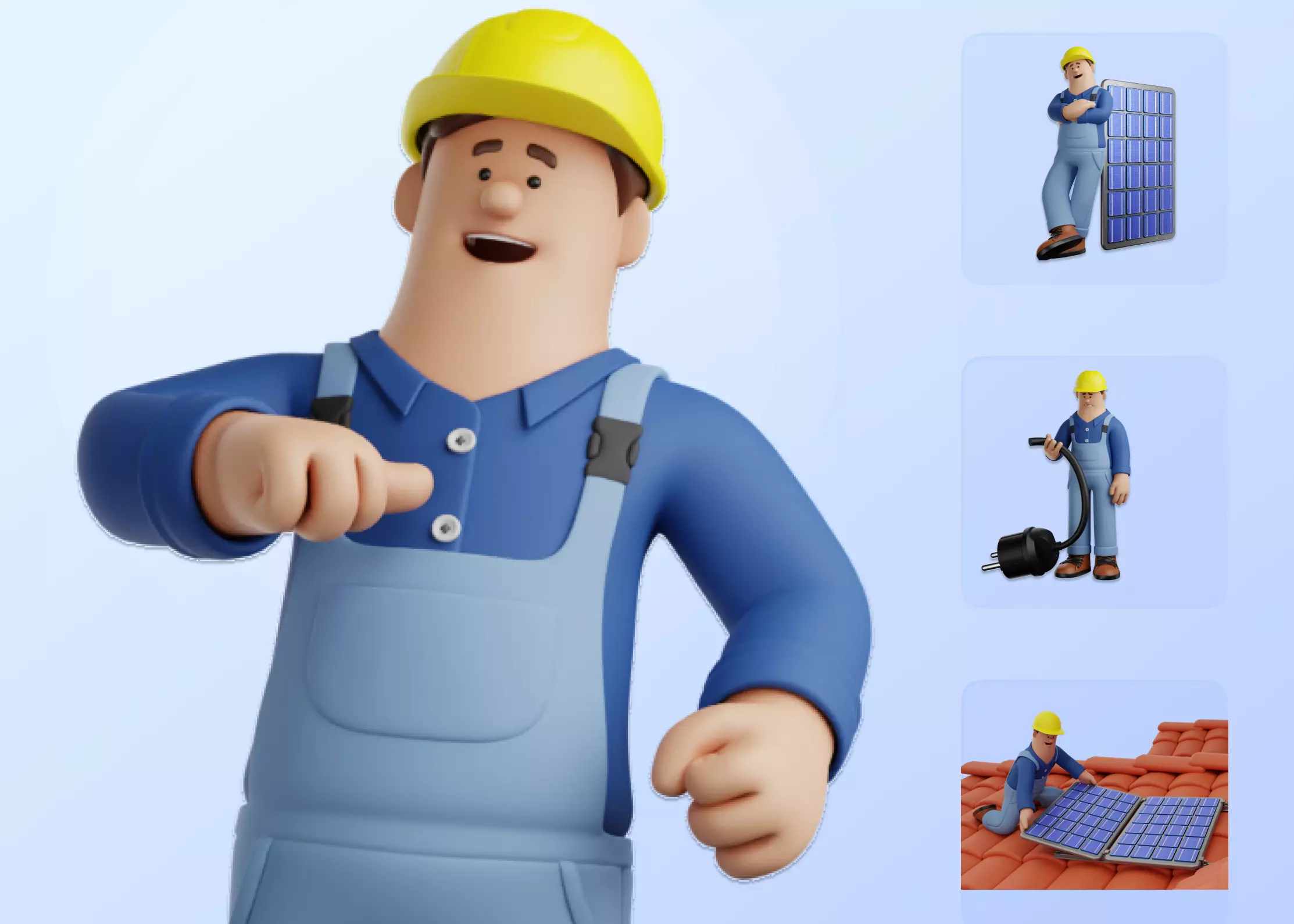 Solar Power Worker Character